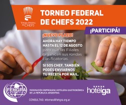 Hasta el 12 de agosto, se organizan Rondas Clasificatorias del Torneo Federal de Chefs 2022 de FEHGRA